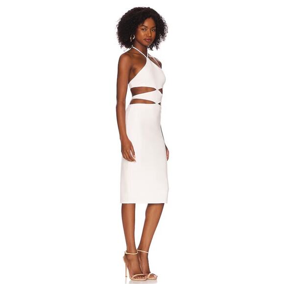 h:ours Silvana Halter Spaghetti Strap Cut Out Midi Dress Size Small White - Picture 2 of 7